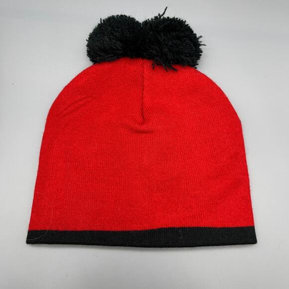 Disney Mickey Mouse Pom‎ Beanie Kids Toddler Winter Cap Hat Red - Picture 2 of 4